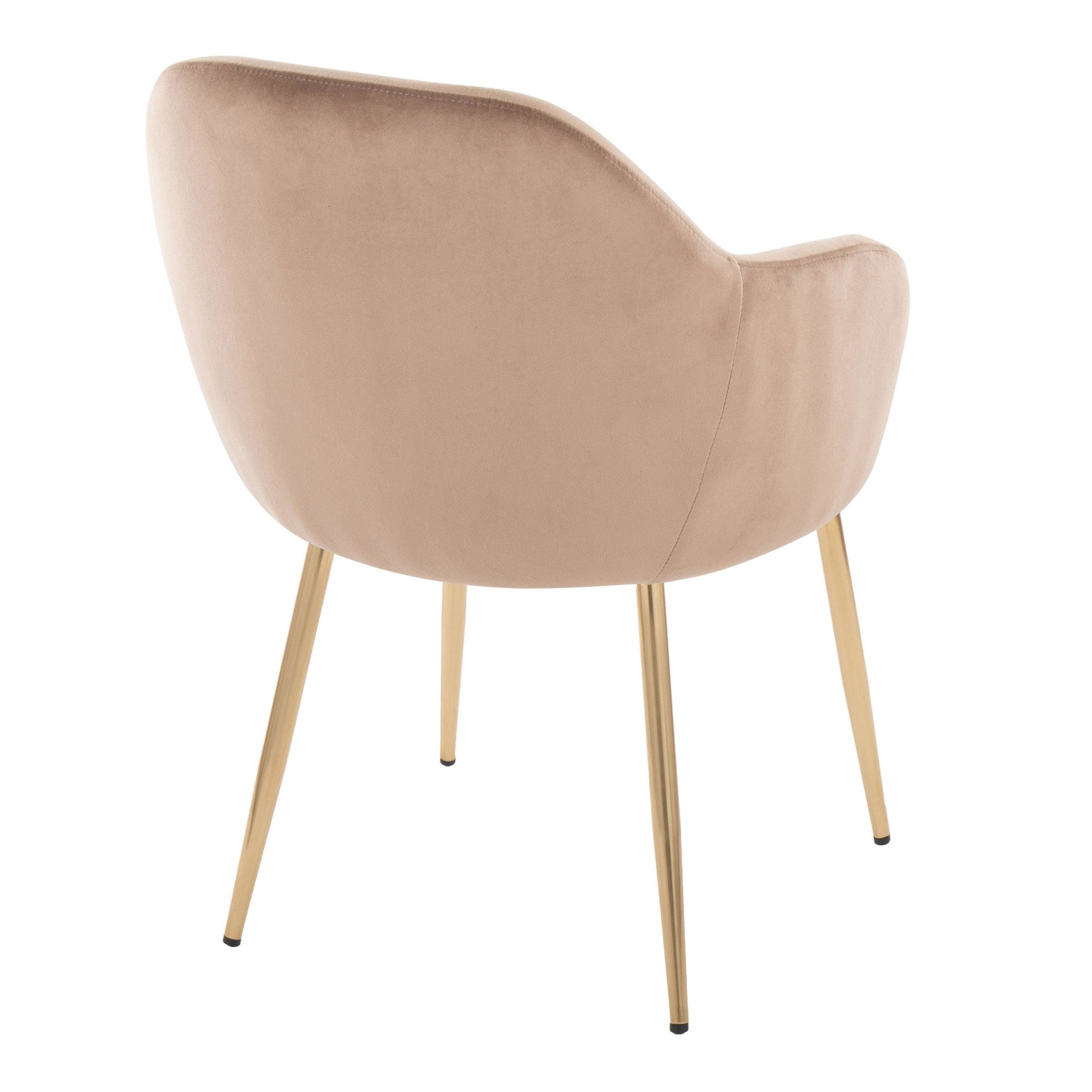Buena Dining Chair - Set of 2 - Gold Metal, Brown Velvet