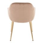 Buena Dining Chair - Set of 2 - Gold Metal, Brown Velvet