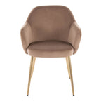Buena Dining Chair - Set of 2 - Gold Metal, Brown Velvet