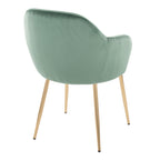 Buena Dining Chair - Set of 2 - Gold Metal, Green Velvet