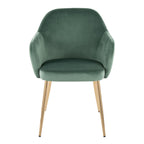 Buena Dining Chair - Set of 2 - Gold Metal, Green Velvet