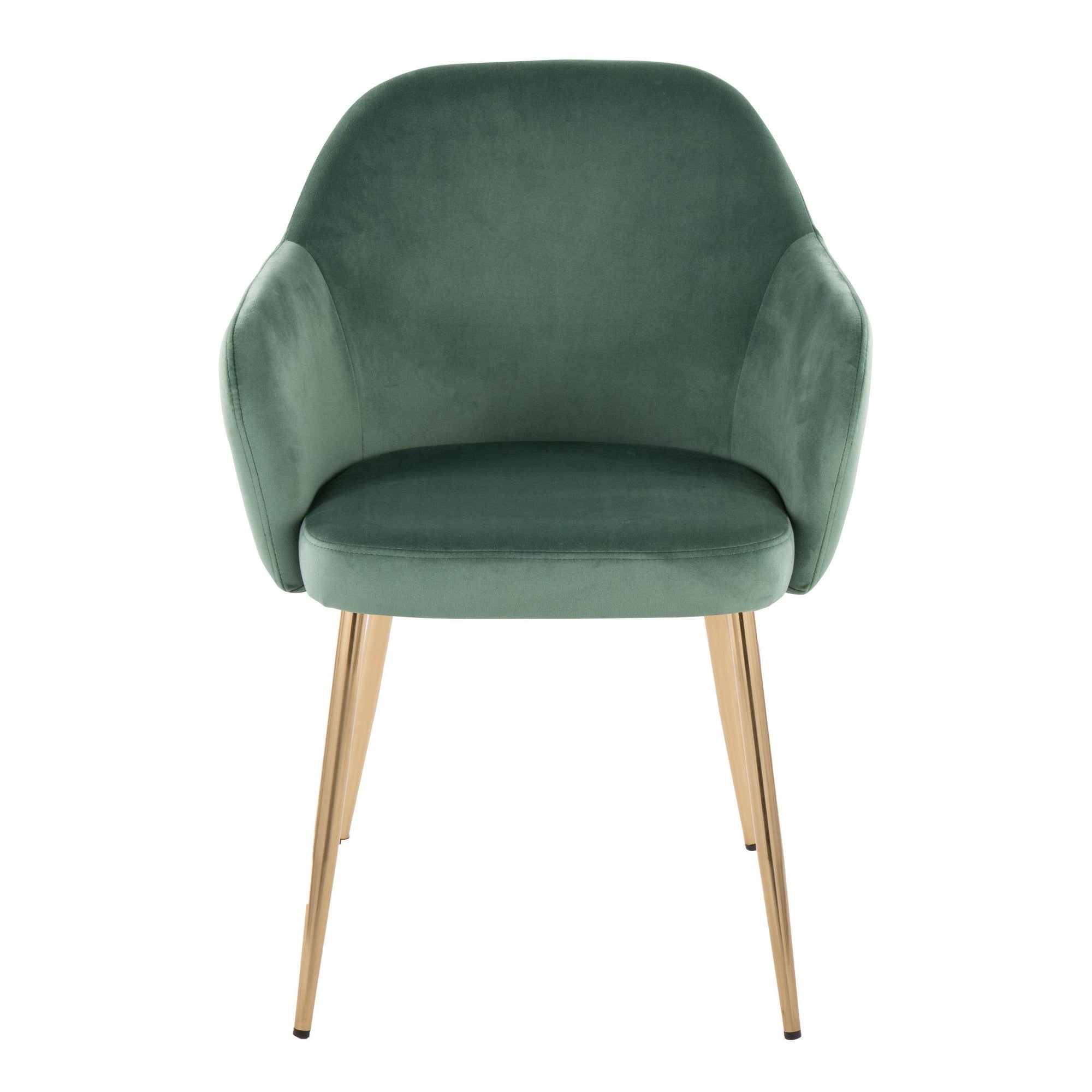 Buena Dining Chair - Set of 2 - Gold Metal, Green Velvet