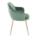 Buena Dining Chair - Set of 2 - Gold Metal, Green Velvet