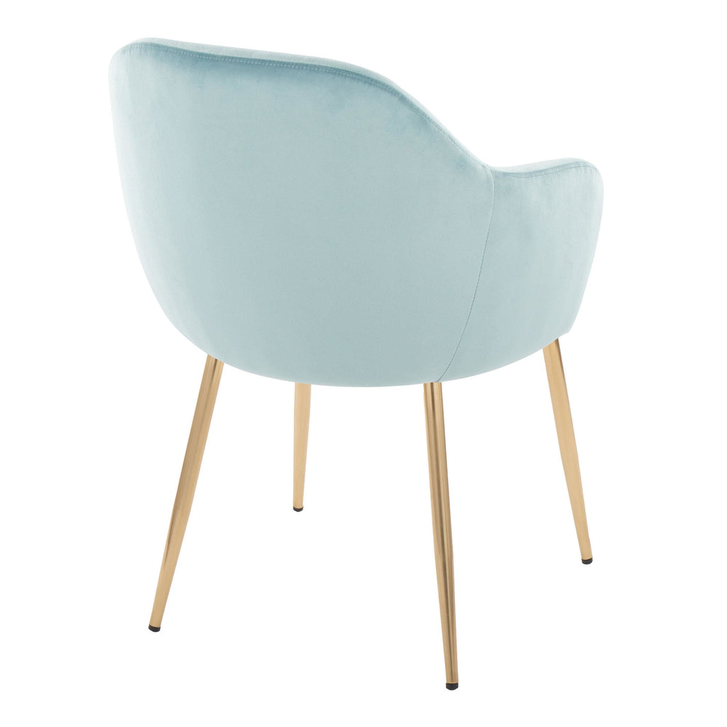Buena Dining Chair - Set of 2 - Gold Metal, Light Blue Velvet