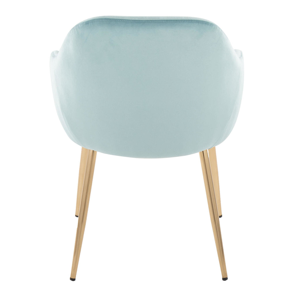 Buena Dining Chair - Set of 2 - Gold Metal, Light Blue Velvet