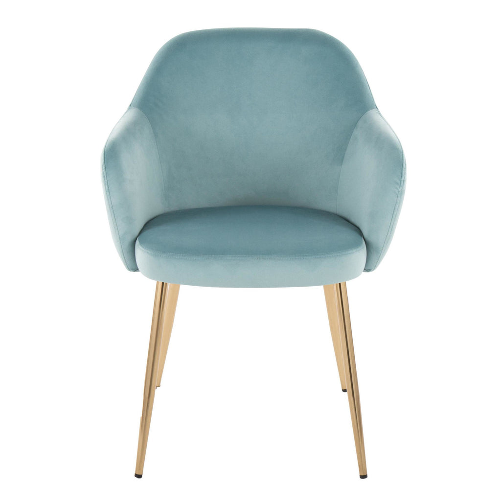 Buena Dining Chair - Set of 2 - Gold Metal, Light Blue Velvet