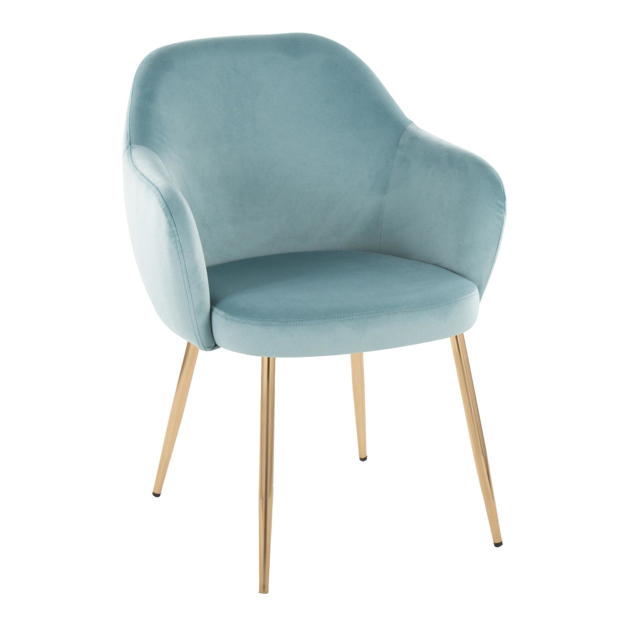 Buena Dining Chair - Set of 2 - Gold Metal, Light Blue Velvet