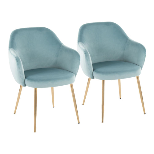 Buena Dining Chair - Set of 2 - Gold Metal, Light Blue Velvet