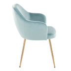 Buena Dining Chair - Set of 2 - Gold Metal, Light Blue Velvet