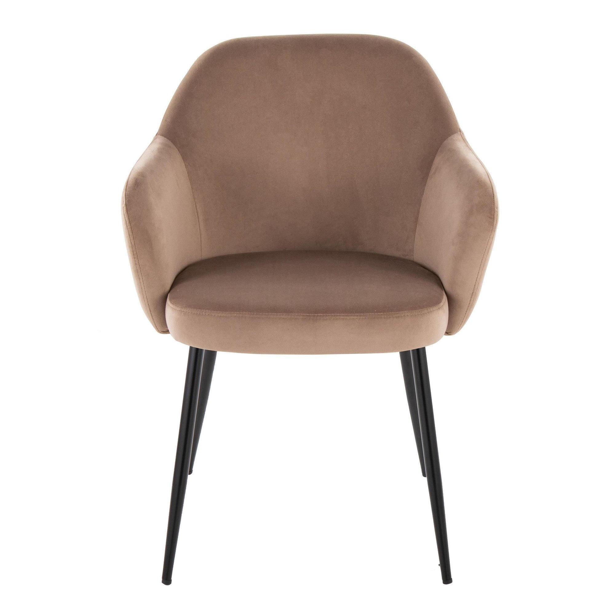 Buena Dining Chair - Set of 2 - Black Metal, Brown Velvet