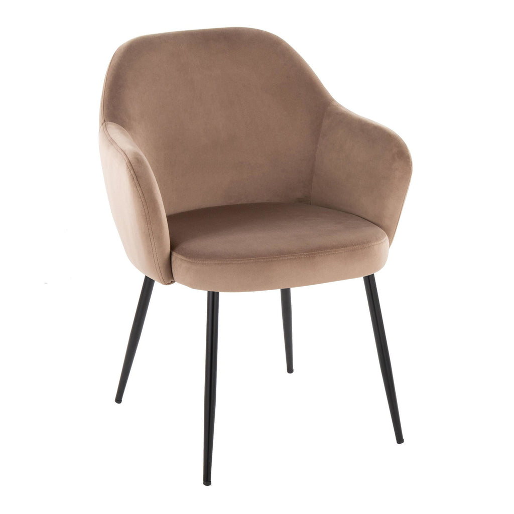 Buena Dining Chair - Set of 2 - Black Metal, Brown Velvet