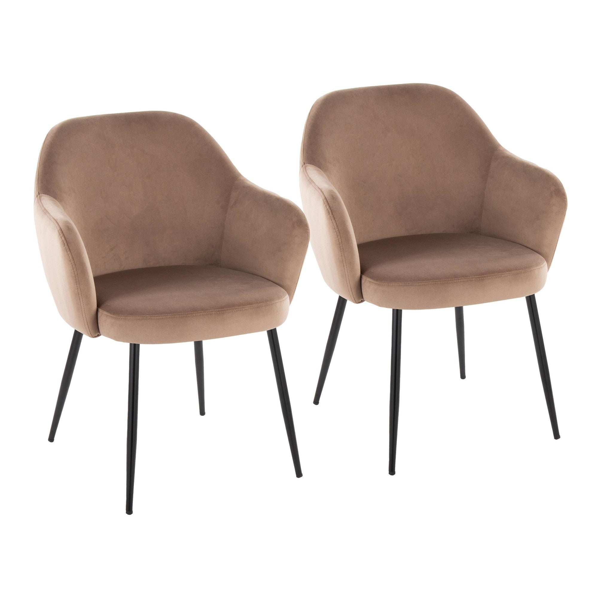 Buena Dining Chair - Set of 2 - Black Metal, Brown Velvet