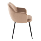 Buena Dining Chair - Set of 2 - Black Metal, Brown Velvet