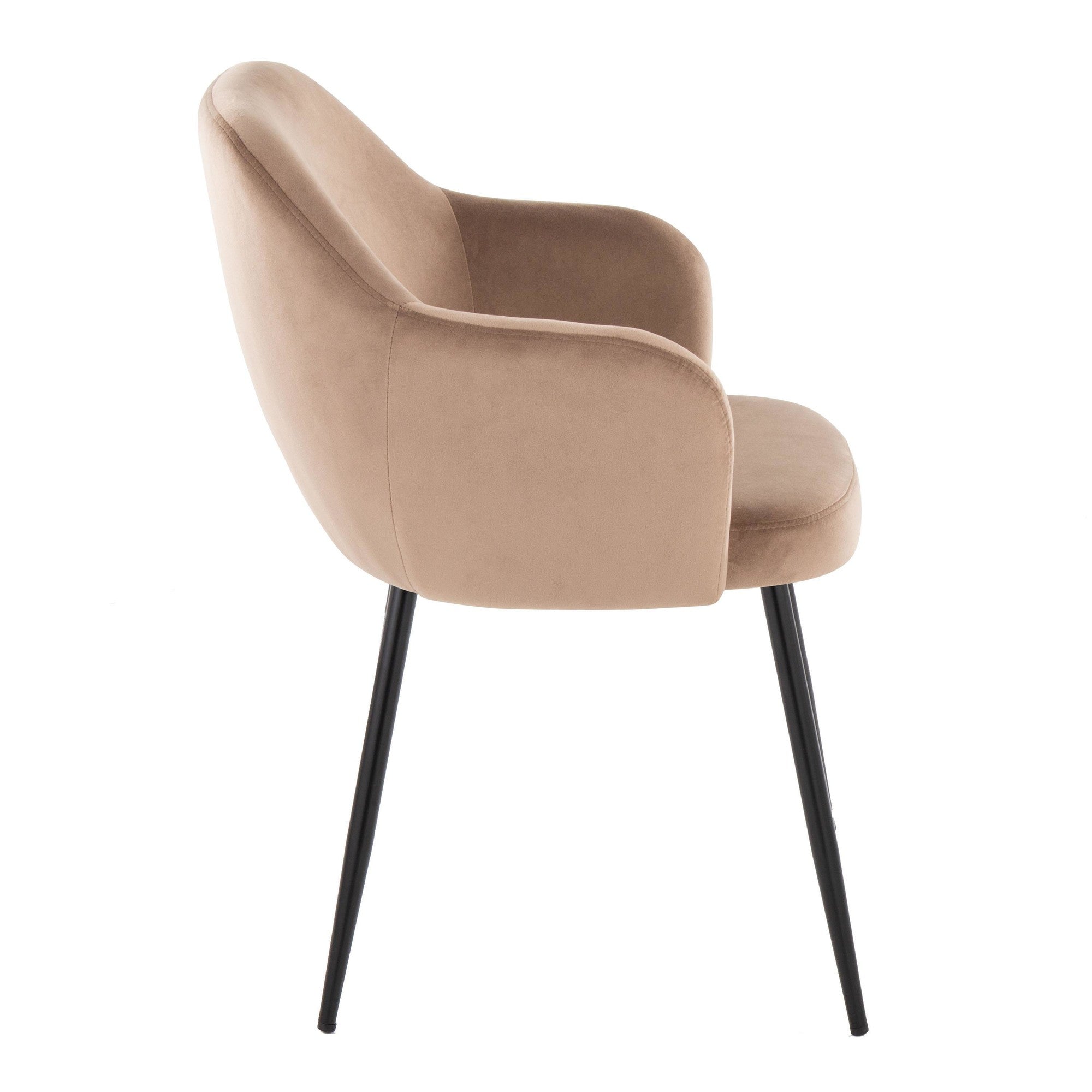 Buena Dining Chair - Set of 2 - Black Metal, Brown Velvet