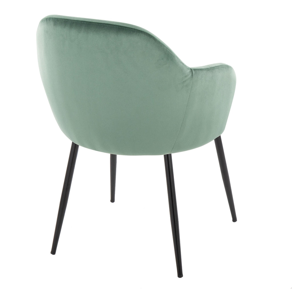 Buena Dining Chair - Set of 2 - Black Metal, Green Velvet