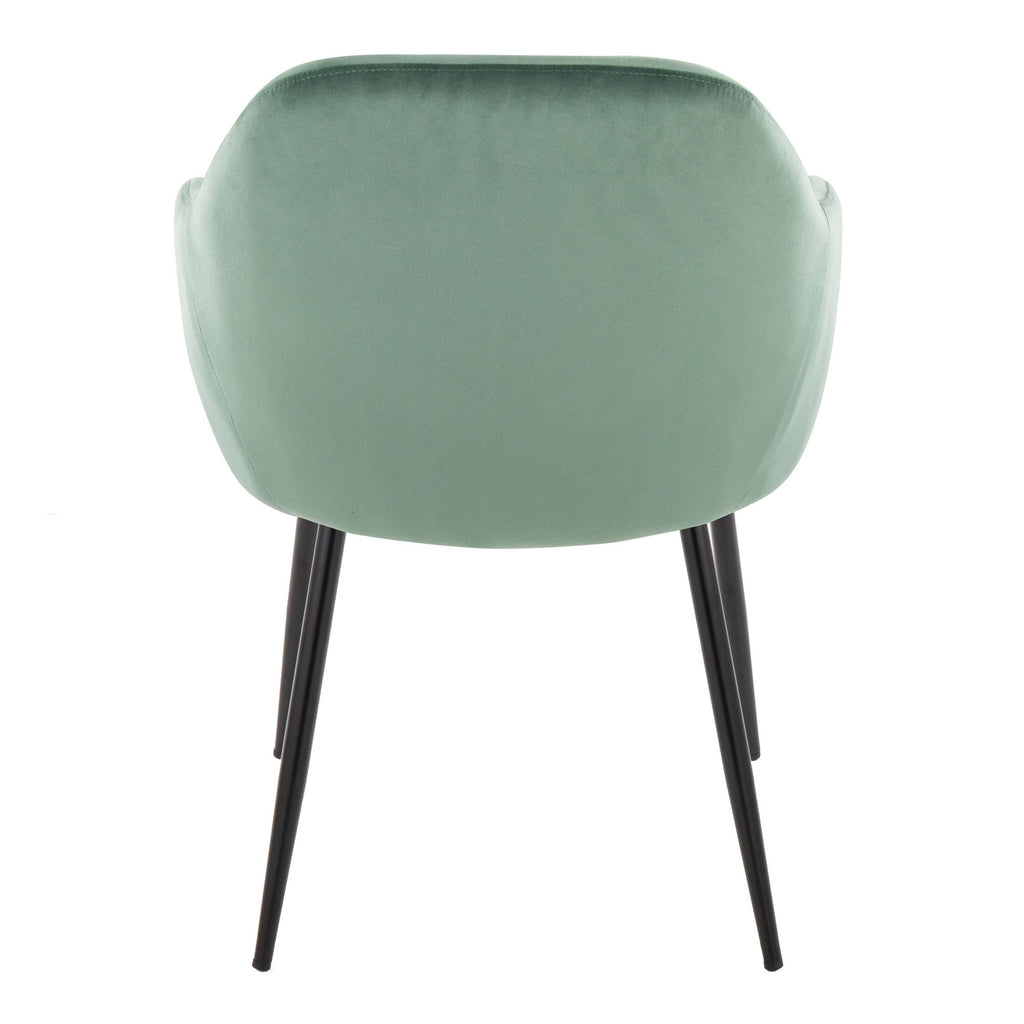 Buena Dining Chair - Set of 2 - Black Metal, Green Velvet