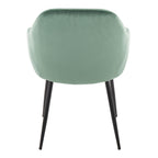 Buena Dining Chair - Set of 2 - Black Metal, Green Velvet