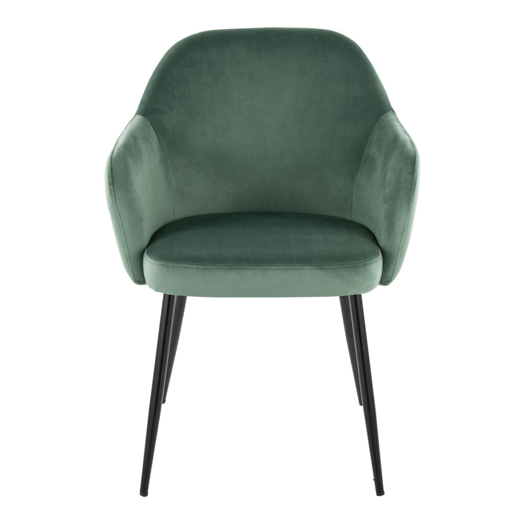 Buena Dining Chair - Set of 2 - Black Metal, Green Velvet