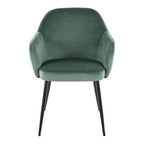 Buena Dining Chair - Set of 2 - Black Metal, Green Velvet