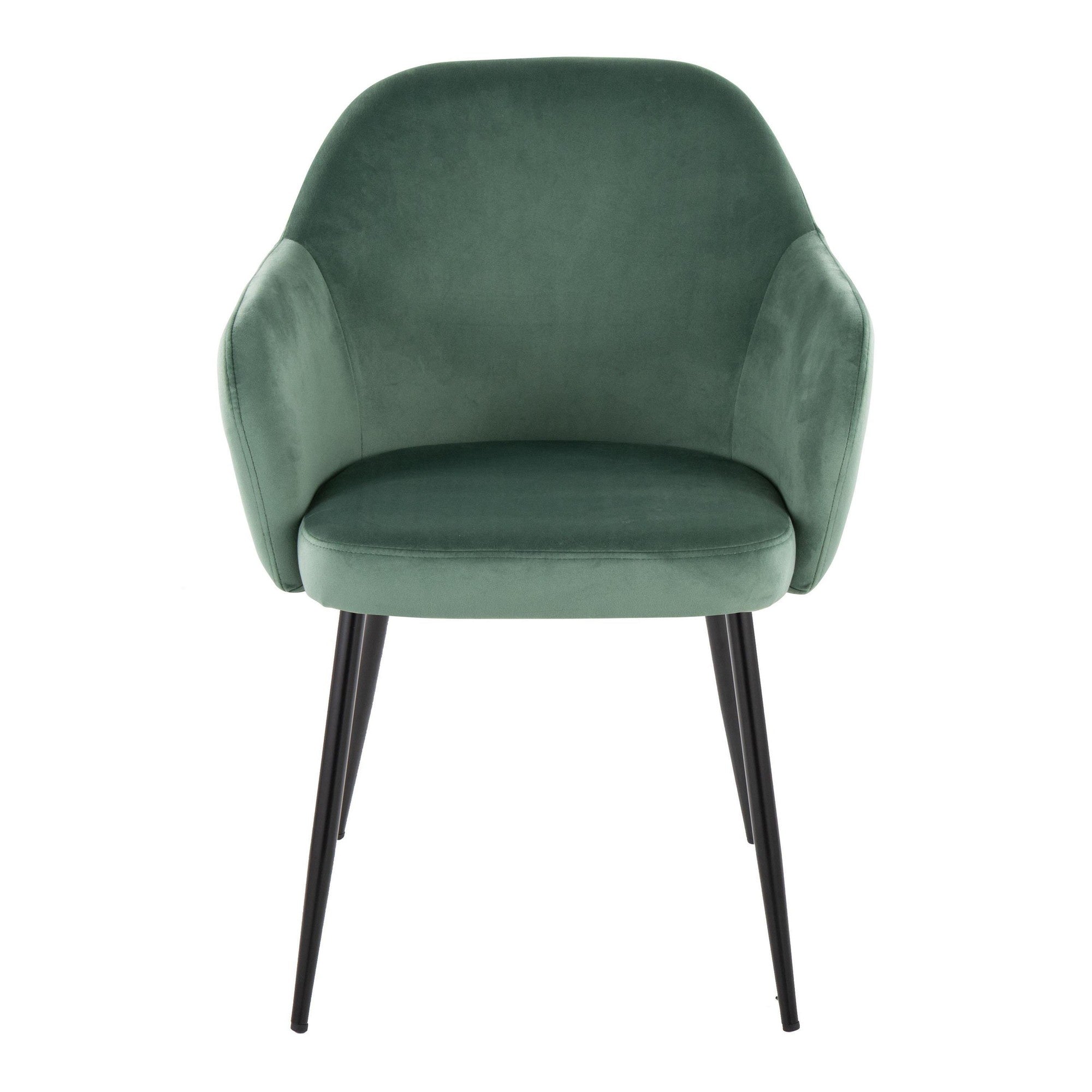 Buena Dining Chair - Set of 2 - Black Metal, Green Velvet