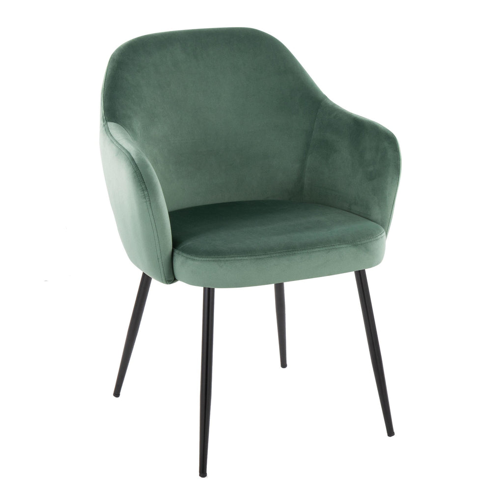 Buena Dining Chair - Set of 2 - Black Metal, Green Velvet