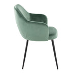 Buena Dining Chair - Set of 2 - Black Metal, Green Velvet