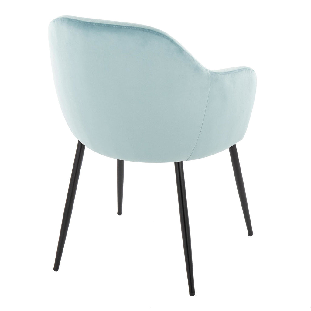 Buena Dining Chair - Set of 2 - Black Metal, Light Blue Velvet