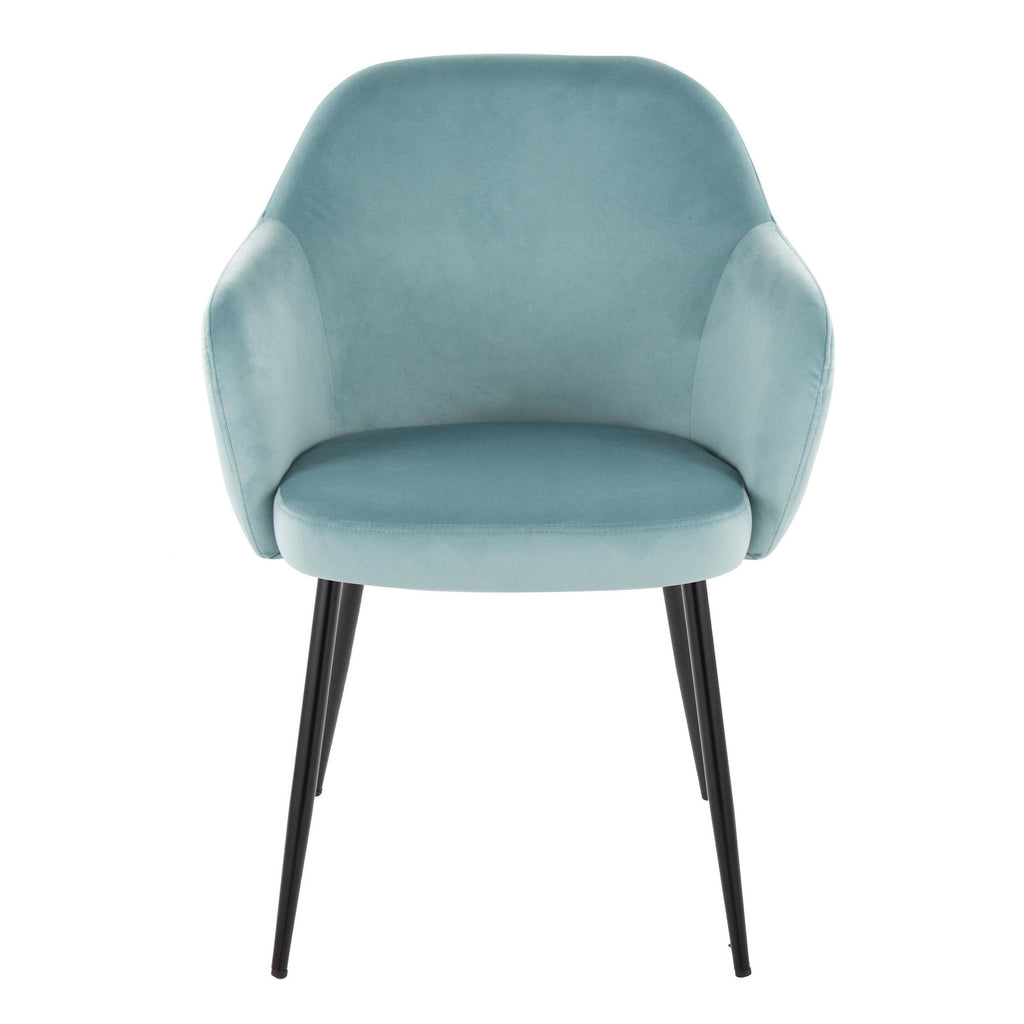 Buena Dining Chair - Set of 2 - Black Metal, Light Blue Velvet