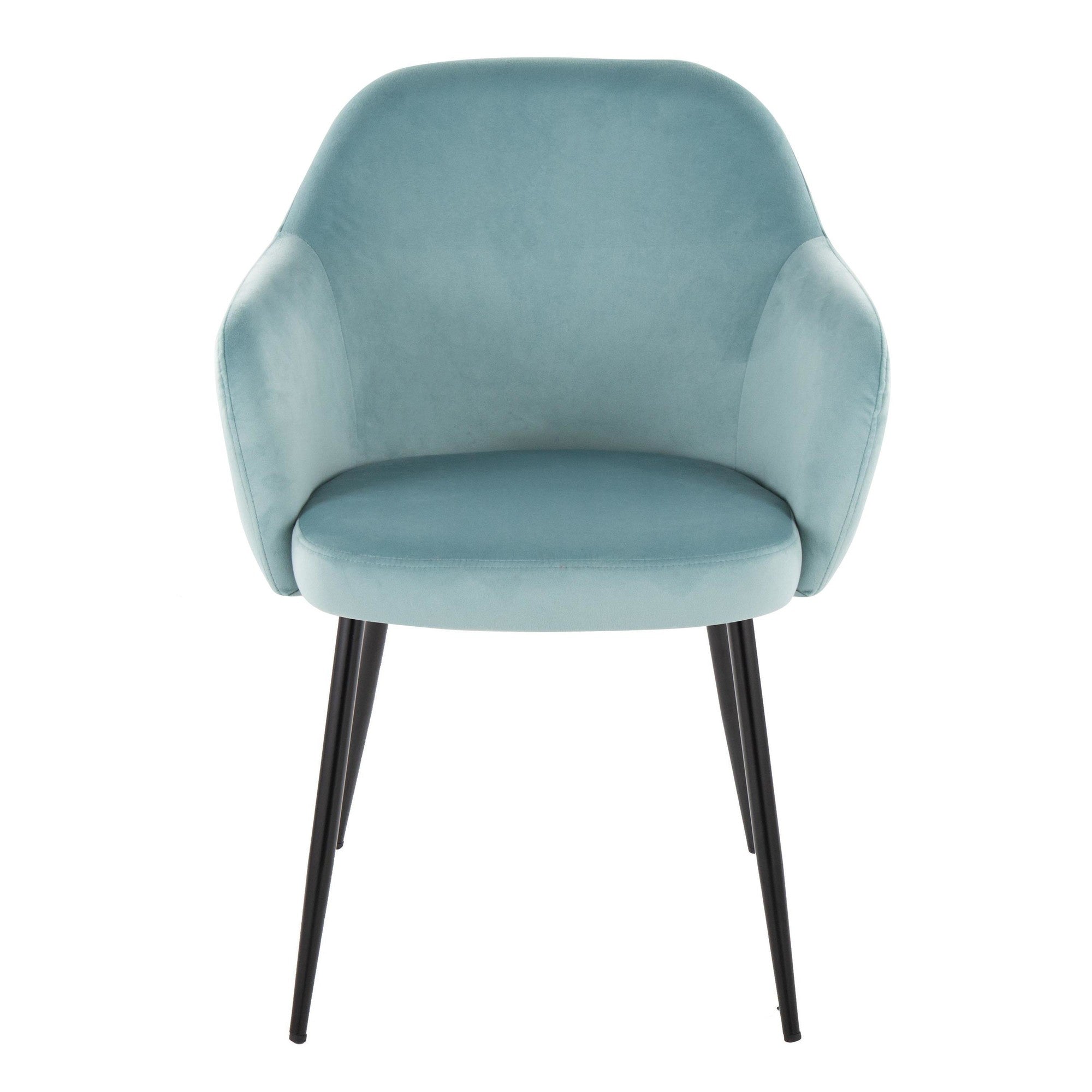 Buena Dining Chair - Set of 2 - Black Metal, Light Blue Velvet