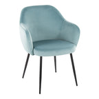 Buena Dining Chair - Set of 2 - Black Metal, Light Blue Velvet