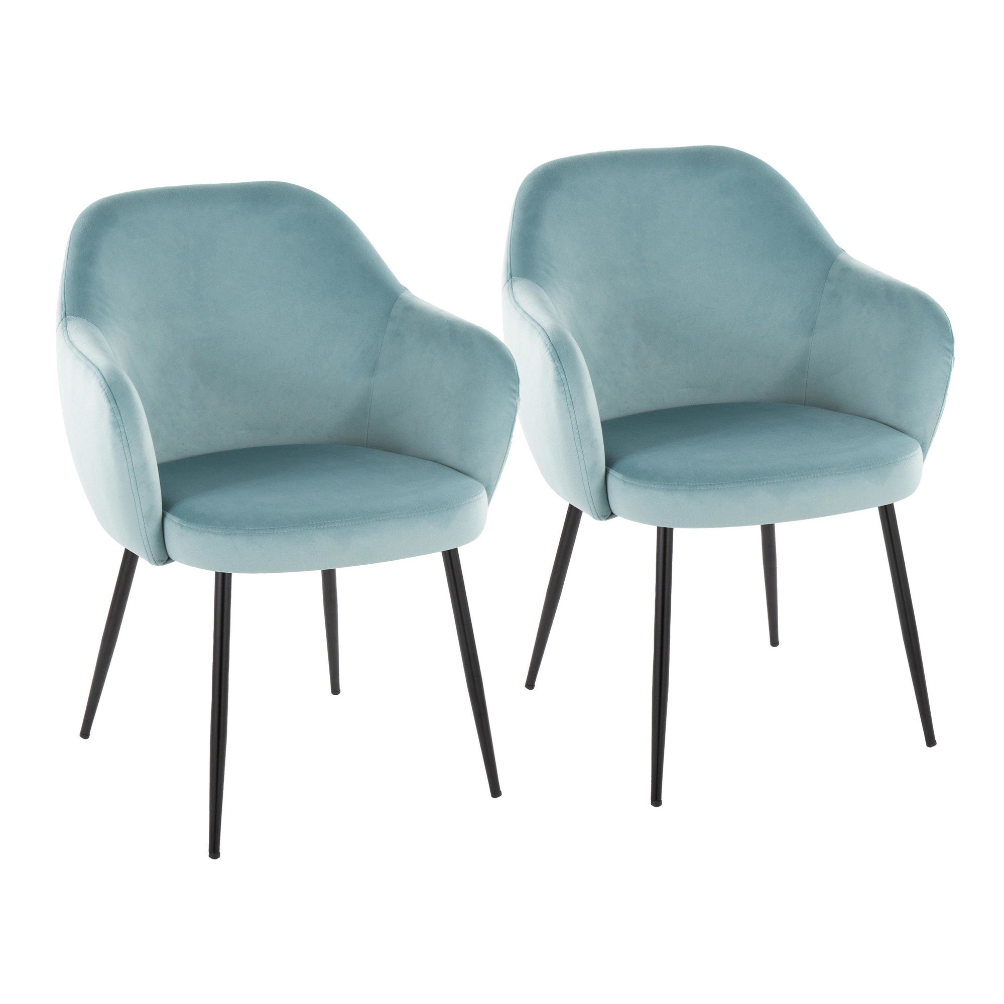 Buena Dining Chair - Set of 2 - Black Metal, Light Blue Velvet