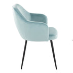 Buena Dining Chair - Set of 2 - Black Metal, Light Blue Velvet
