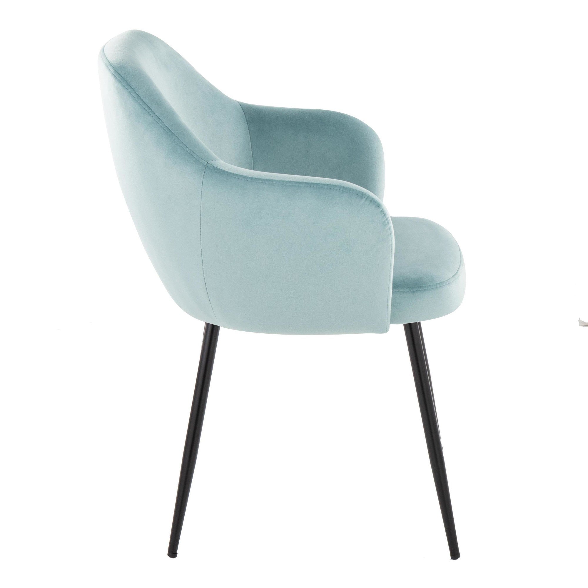 Buena Dining Chair - Set of 2 - Black Metal, Light Blue Velvet