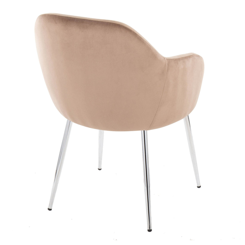 Buena Dining Chair - Set of 2 - Chrome Metal, Brown Velvet