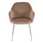 Buena Dining Chair - Set of 2 - Chrome Metal, Brown Velvet