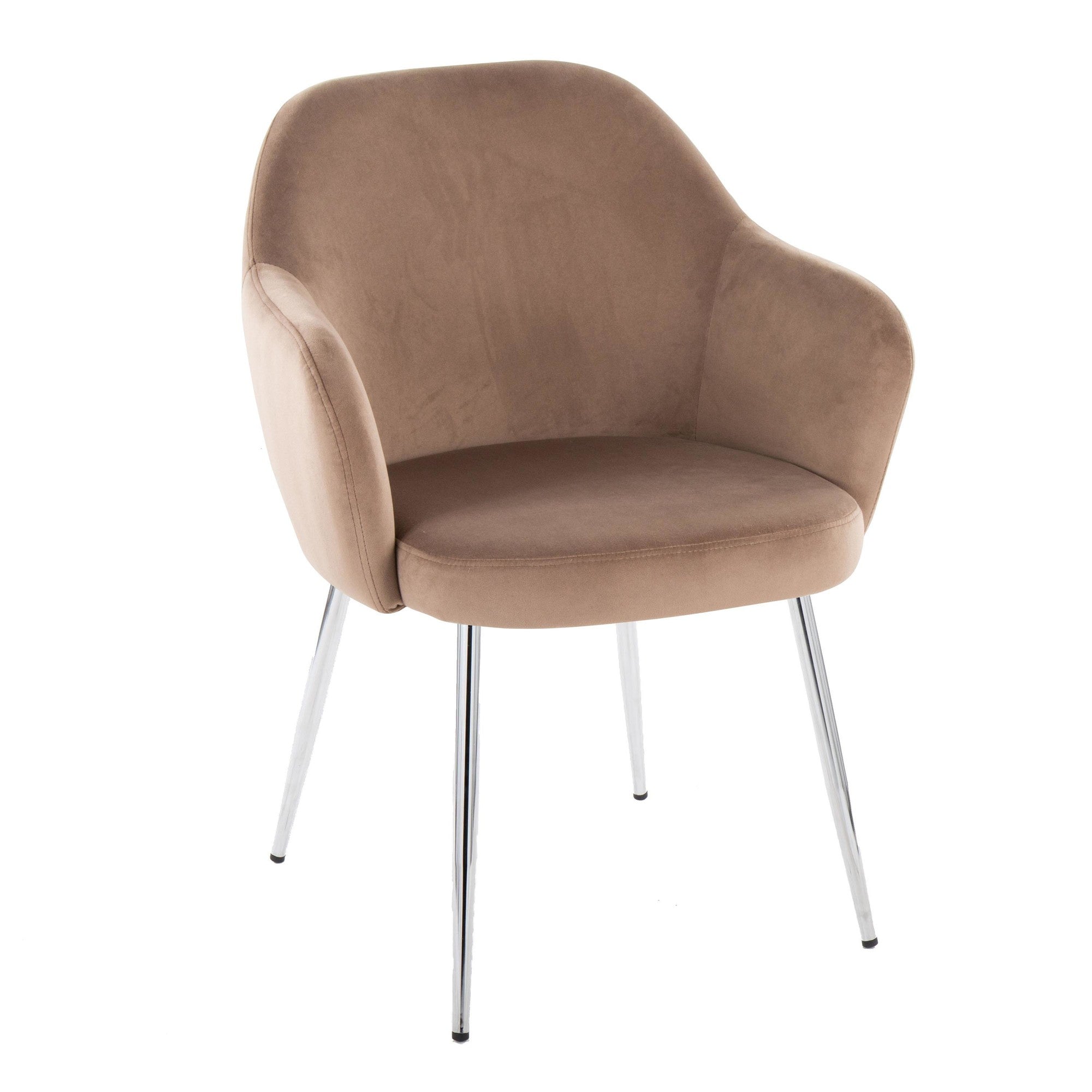 Buena Dining Chair - Set of 2 - Chrome Metal, Brown Velvet