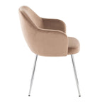 Buena Dining Chair - Set of 2 - Chrome Metal, Brown Velvet