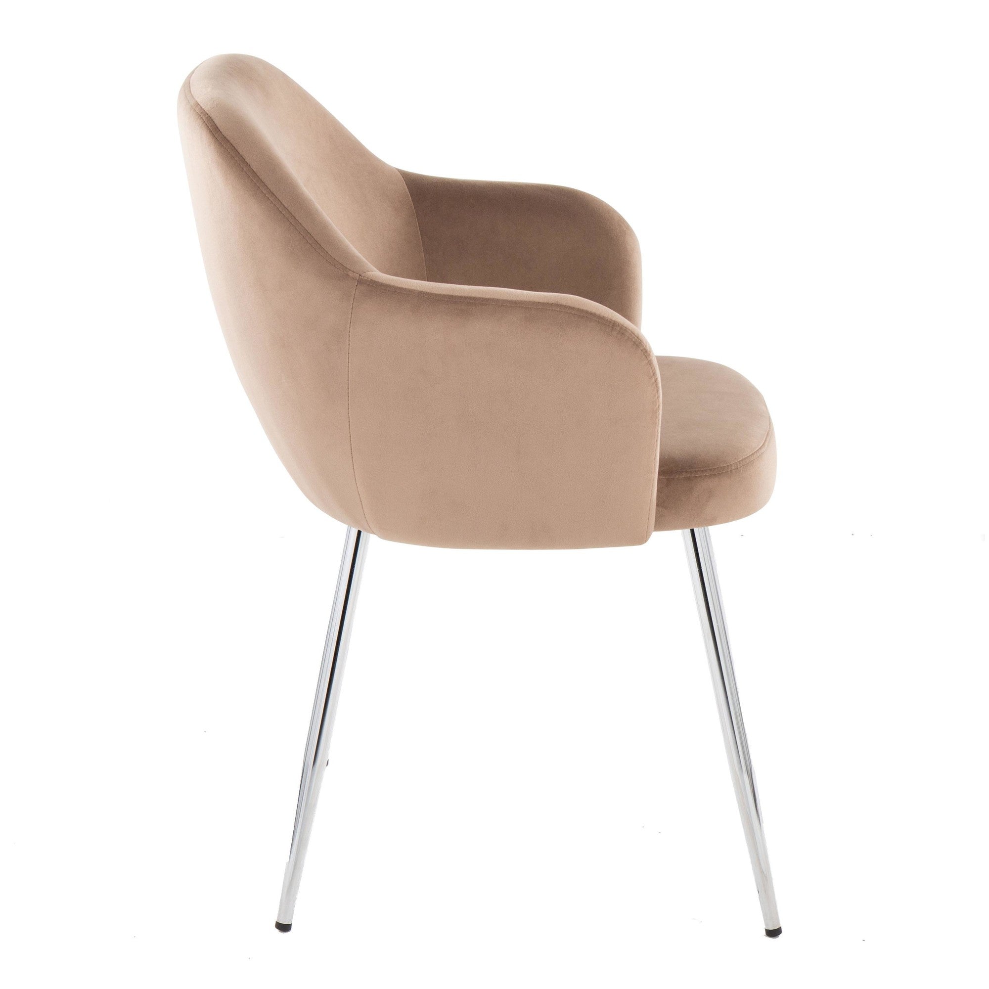 Buena Dining Chair - Set of 2 - Chrome Metal, Brown Velvet