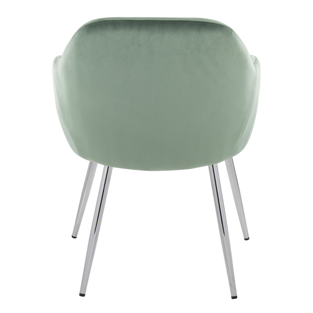 Buena Dining Chair - Set of 2 - Chrome Metal, Green Velvet