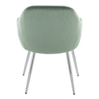 Buena Dining Chair - Set of 2 - Chrome Metal, Green Velvet