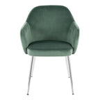 Buena Dining Chair - Set of 2 - Chrome Metal, Green Velvet