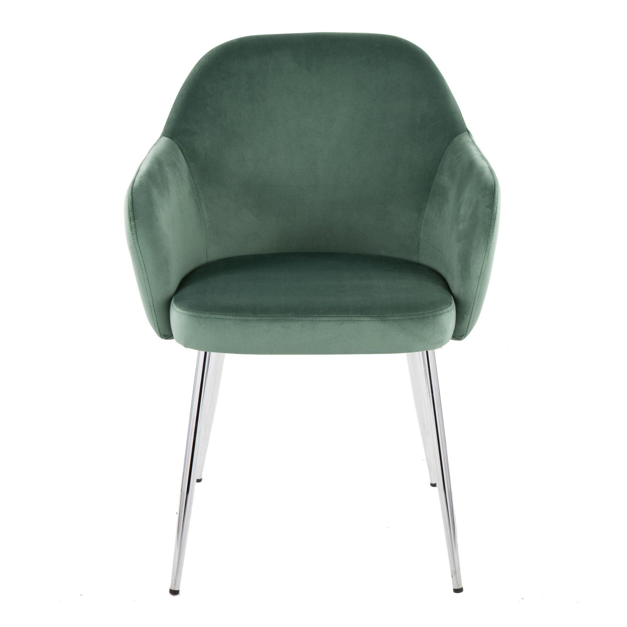 Buena Dining Chair - Set of 2 - Chrome Metal, Green Velvet