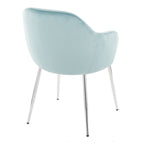 Buena Dining Chair - Set of 2 - Chrome Metal, Light Blue Velvet