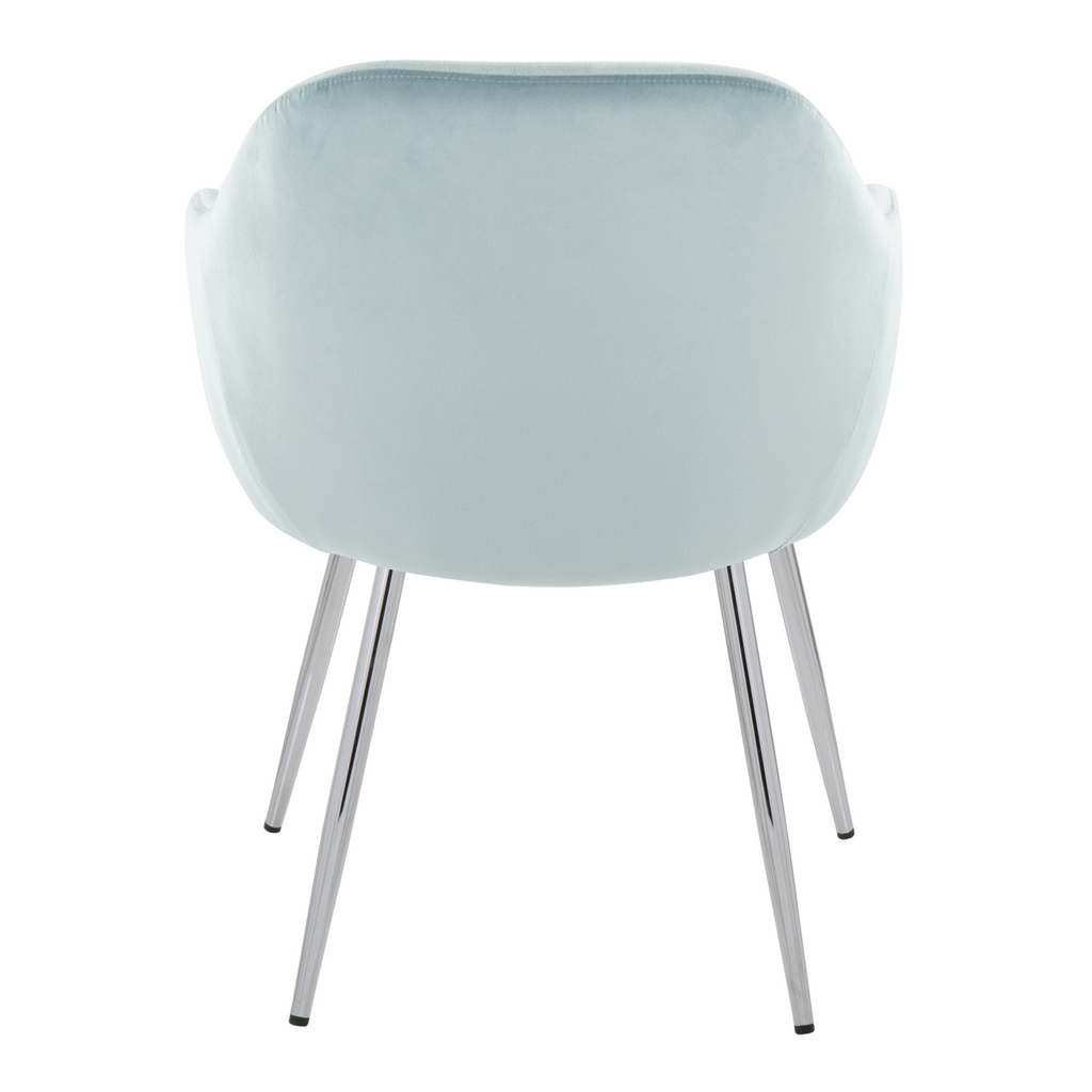 Buena Dining Chair - Set of 2 - Chrome Metal, Light Blue Velvet