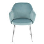 Buena Dining Chair - Set of 2 - Chrome Metal, Light Blue Velvet