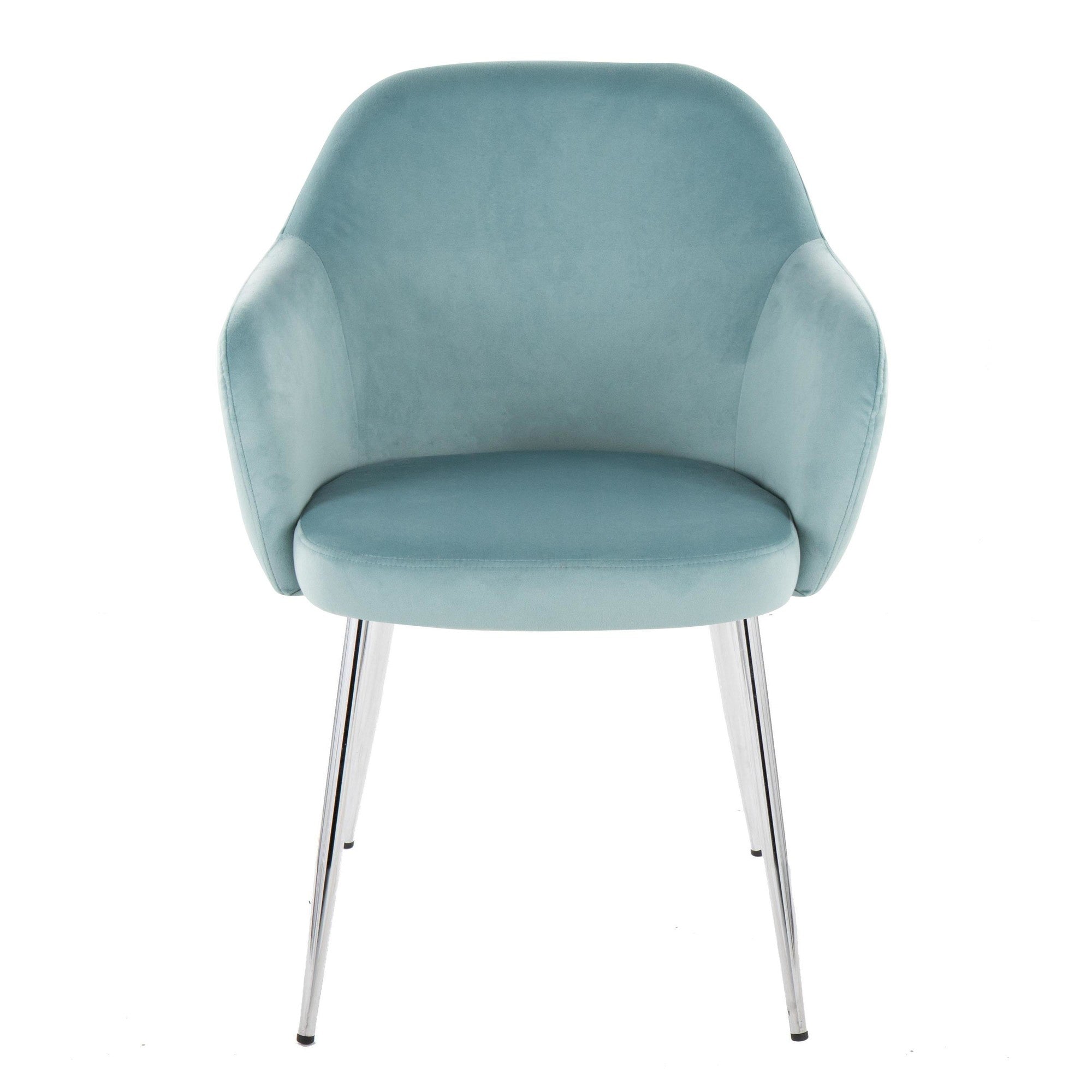 Buena Dining Chair - Set of 2 - Chrome Metal, Light Blue Velvet