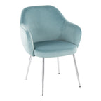 Buena Dining Chair - Set of 2 - Chrome Metal, Light Blue Velvet