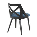 Charlotte Chair - Set of 2 - Black Wood, Blue Fabric