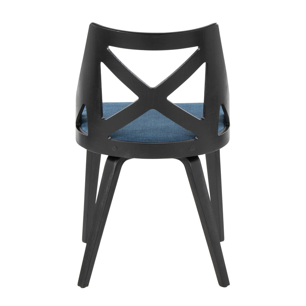 Charlotte Chair - Set of 2 - Black Wood, Blue Fabric