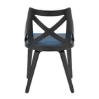 Charlotte Chair - Set of 2 - Black Wood, Blue Fabric